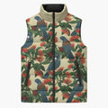 New Zealand Christmas Sleeveless Puffer Jacket Romantic Tui Birds on Pohutukawa - Ivory - Aussie Hoodie