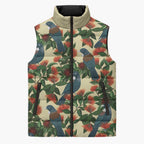 New Zealand Christmas Sleeveless Puffer Jacket Romantic Tui Birds on Pohutukawa - Ivory - Aussie Hoodie