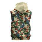 New Zealand Christmas Sleeveless Zip Hoodie Romantic Tui Birds on Pohutukawa - Ivory LT7
