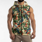 New Zealand Christmas Sleeveless Zip Hoodie Romantic Tui Birds on Pohutukawa - Ivory LT7