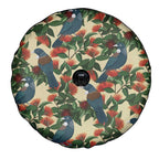 New Zealand Christmas Spare Tire Cover Romantic Tui Birds on Pohutukawa - Ivory - Aussie Hoodie