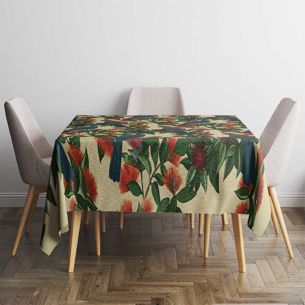 New Zealand Christmas Tablecloth Romantic Tui Birds on Pohutukawa - Ivory - Aussie Hoodie