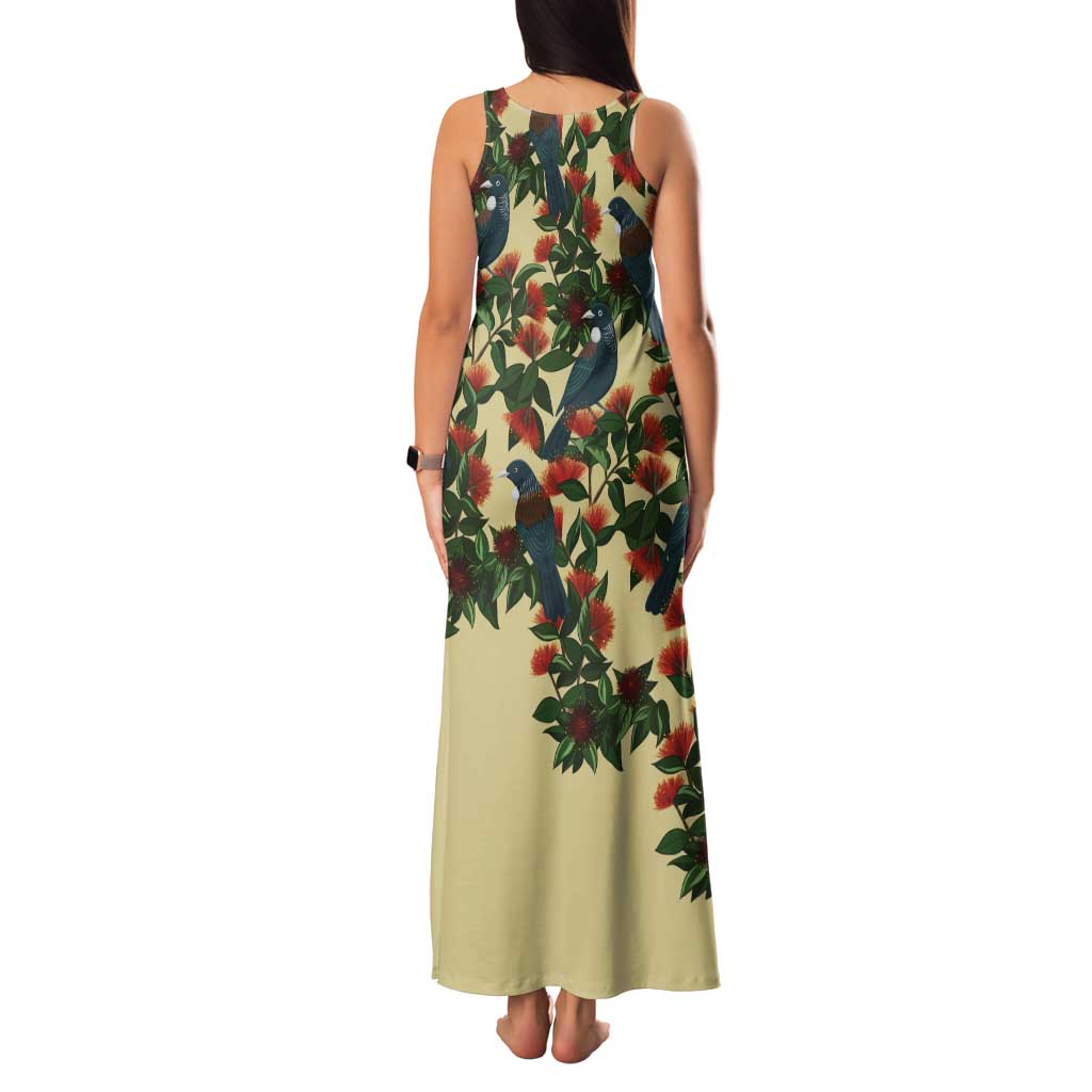 New Zealand Christmas Tank Maxi Dress Romantic Tui Birds on Pohutukawa - Ivory - Aussie Hoodie