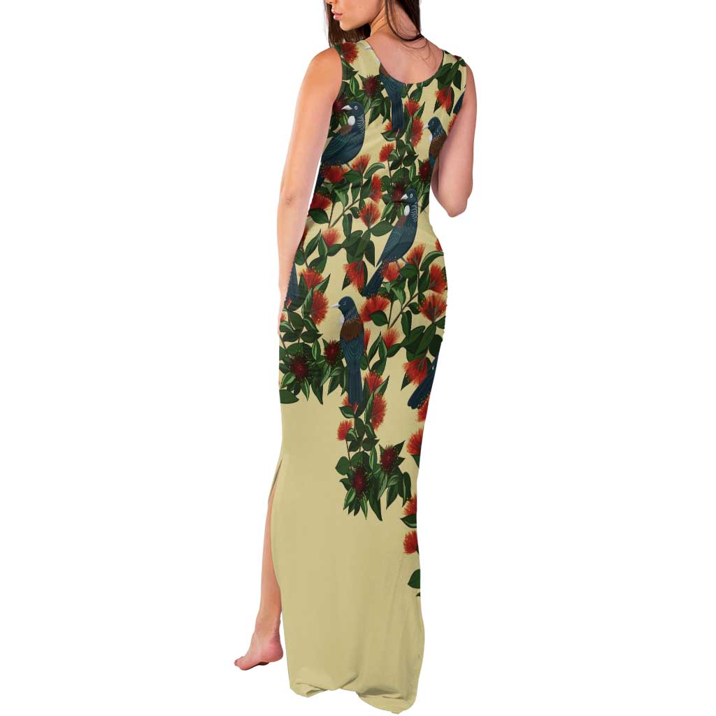 New Zealand Christmas Tank Maxi Dress Romantic Tui Birds on Pohutukawa - Ivory - Aussie Hoodie