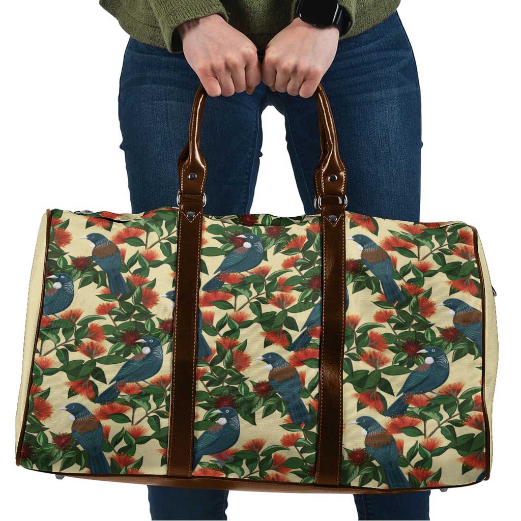 New Zealand Christmas Travel Bag Romantic Tui Birds on Pohutukawa - Ivory - Aussie Hoodie