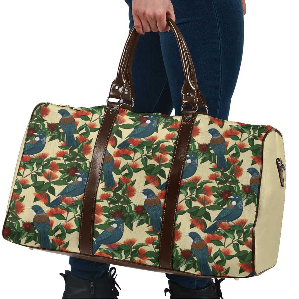 New Zealand Christmas Travel Bag Romantic Tui Birds on Pohutukawa - Ivory - Aussie Hoodie