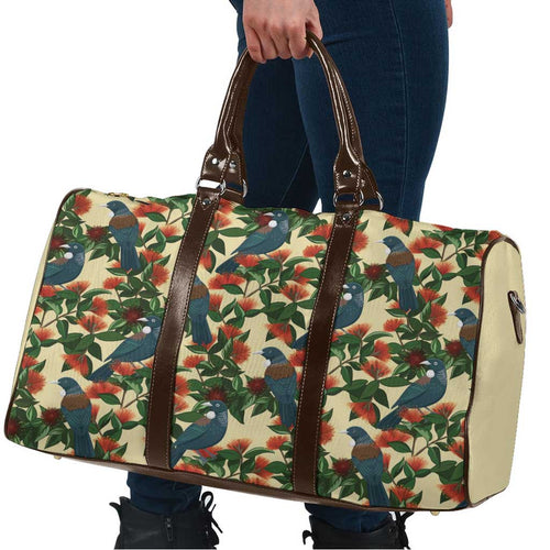 New Zealand Christmas Travel Bag Romantic Tui Birds on Pohutukawa - Ivory - Aussie Hoodie