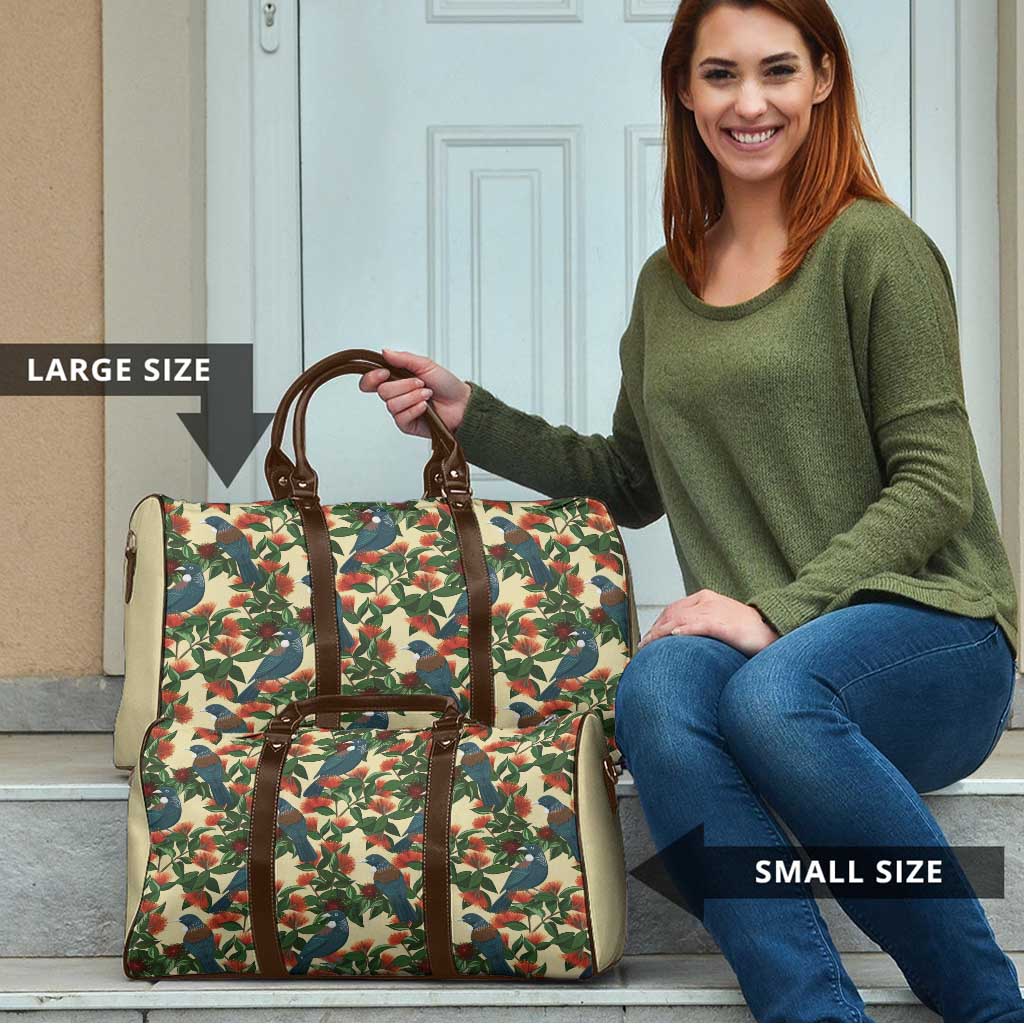 New Zealand Christmas Travel Bag Romantic Tui Birds on Pohutukawa - Ivory - Aussie Hoodie