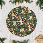 New Zealand Christmas Tree Skirt Romantic Tui Birds on Pohutukawa - Ivory - Aussie Hoodie