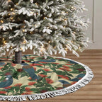 New Zealand Christmas Tree Skirt Romantic Tui Birds on Pohutukawa - Ivory - Aussie Hoodie