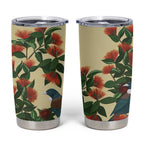 New Zealand Christmas Tumbler Cup Romantic Tui Birds on Pohutukawa - Ivory - Aussie Hoodie