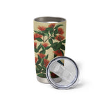 New Zealand Christmas Tumbler Cup Romantic Tui Birds on Pohutukawa - Ivory - Aussie Hoodie