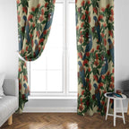 New Zealand Christmas Window Curtain Romantic Tui Birds on Pohutukawa - Ivory - Aussie Hoodie