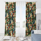 New Zealand Christmas Window Curtain Romantic Tui Birds on Pohutukawa - Ivory - Aussie Hoodie