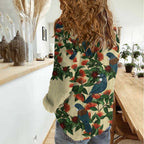 New Zealand Christmas Women Casual Shirt Romantic Tui Birds on Pohutukawa - Ivory - Aussie Hoodie
