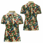 New Zealand Christmas Women Polo Shirt Romantic Tui Birds on Pohutukawa - Ivory - Aussie Hoodie