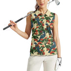 New Zealand Christmas Women Sleeveless Polo Shirt Romantic Tui Birds on Pohutukawa - Ivory - Aussie Hoodie