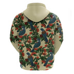 New Zealand Christmas Zip Hoodie Romantic Tui Birds on Pohutukawa - Ivory - Aussie Hoodie