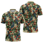 New Zealand Christmas Zipper Polo Shirt Romantic Tui Birds on Pohutukawa - Ivory - Aussie Hoodie
