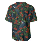 New Zealand Christmas Baseball Jersey Romantic Tui Birds on Pohutukawa - Cobalt - Aussie Hoodie