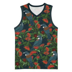 New Zealand Christmas Basketball Jersey Romantic Tui Birds on Pohutukawa - Cobalt - Aussie Hoodie