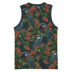 New Zealand Christmas Basketball Jersey Romantic Tui Birds on Pohutukawa - Cobalt - Aussie Hoodie