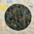 New Zealand Christmas Beach Blanket Romantic Tui Birds on Pohutukawa - Cobalt - Aussie Hoodie