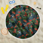 New Zealand Christmas Beach Blanket Romantic Tui Birds on Pohutukawa - Cobalt - Aussie Hoodie
