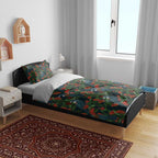 New Zealand Christmas Bedding Set Romantic Tui Birds on Pohutukawa - Cobalt - Aussie Hoodie