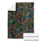 New Zealand Christmas Blanket Romantic Tui Birds on Pohutukawa - Cobalt - Aussie Hoodie