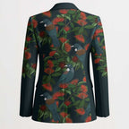 New Zealand Christmas Blazer Romantic Tui Birds on Pohutukawa - Cobalt - Aussie Hoodie