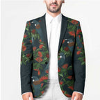 New Zealand Christmas Blazer Romantic Tui Birds on Pohutukawa - Cobalt - Aussie Hoodie