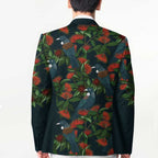 New Zealand Christmas Blazer Romantic Tui Birds on Pohutukawa - Cobalt - Aussie Hoodie