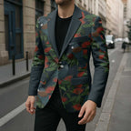 New Zealand Christmas Blazer Romantic Tui Birds on Pohutukawa - Cobalt - Aussie Hoodie