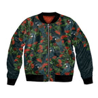 New Zealand Christmas Bomber Jacket Romantic Tui Birds on Pohutukawa - Cobalt - Aussie Hoodie