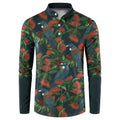 New Zealand Christmas Button Sweatshirt Romantic Tui Birds on Pohutukawa - Cobalt - Aussie Hoodie