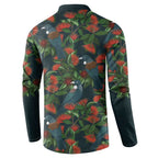 New Zealand Christmas Button Sweatshirt Romantic Tui Birds on Pohutukawa - Cobalt - Aussie Hoodie