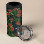 New Zealand Christmas 4 in 1 Can Cooler Tumbler Romantic Tui Birds on Pohutukawa - Cobalt - Aussie Hoodie