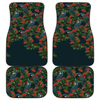 New Zealand Christmas Car Mats Romantic Tui Birds on Pohutukawa - Cobalt - Aussie Hoodie