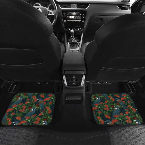 New Zealand Christmas Car Mats Romantic Tui Birds on Pohutukawa - Cobalt - Aussie Hoodie