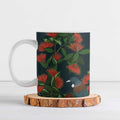 New Zealand Christmas Ceramic Mug Romantic Tui Birds on Pohutukawa - Cobalt - Aussie Hoodie