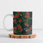 New Zealand Christmas Ceramic Mug Romantic Tui Birds on Pohutukawa - Cobalt - Aussie Hoodie