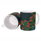 New Zealand Christmas Ceramic Mug Romantic Tui Birds on Pohutukawa - Cobalt - Aussie Hoodie