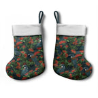 New Zealand Christmas Stocking Romantic Tui Birds on Pohutukawa - Cobalt - Aussie Hoodie