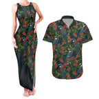 New Zealand Christmas Couples Matching Tank Maxi Dress and Hawaiian Shirt Romantic Tui Birds on Pohutukawa - Cobalt - Aussie Hoodie