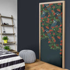 New Zealand Christmas Door Cover Romantic Tui Birds on Pohutukawa - Cobalt - Aussie Hoodie