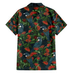 New Zealand Christmas Family Matching Long Sleeve Bodycon Dress and Hawaiian Shirt Romantic Tui Birds on Pohutukawa - Cobalt - Aussie Hoodie