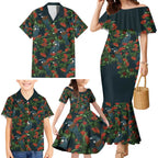 New Zealand Christmas Family Matching Mermaid Dress and Hawaiian Shirt Romantic Tui Birds on Pohutukawa - Cobalt - Aussie Hoodie