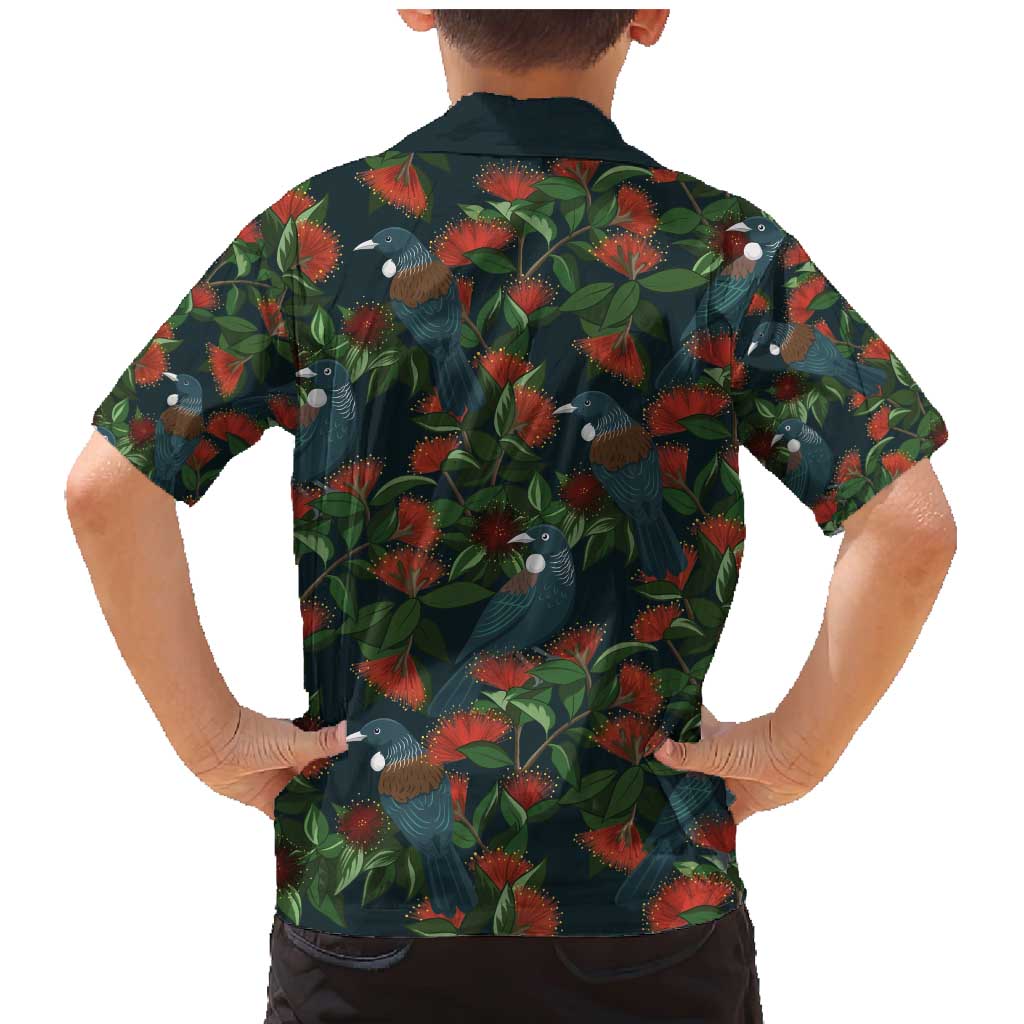 New Zealand Christmas Family Matching Mermaid Dress and Hawaiian Shirt Romantic Tui Birds on Pohutukawa - Cobalt - Aussie Hoodie