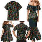 New Zealand Christmas Family Matching Mermaid Dress and Hawaiian Shirt Romantic Tui Birds on Pohutukawa - Cobalt - Aussie Hoodie
